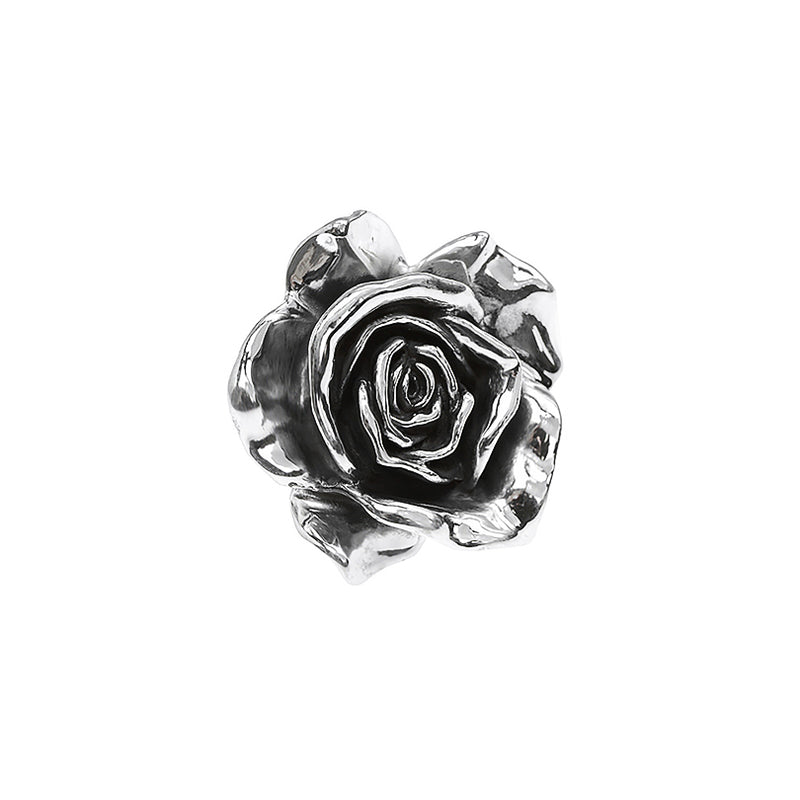 Magnificent Large Shiny Rose Sterling Silver Pendant
