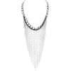 Gorgeous Onyx Fringe Necklace in Silver, Black or Gold 16" - 18"