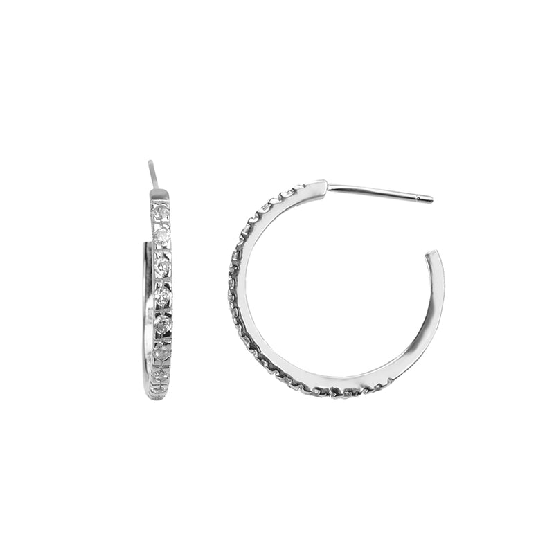 Sparkling CZ Sterling Silver Hoop Earrings