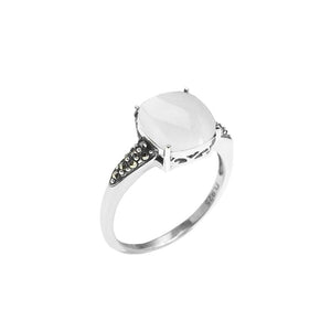 Dainty Square Marcasite Sterling Silver Ring
