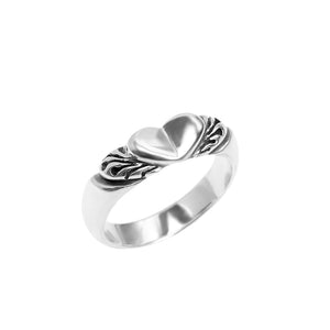 Petite Winged Heart Sterling Silver Ring-size 9