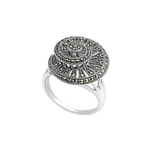 Exclusive Spiral Design Marcasite Sterling Silver Statement Ring