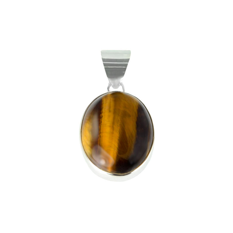 Glossy Tiger's Eye Sterling Silver Pendant