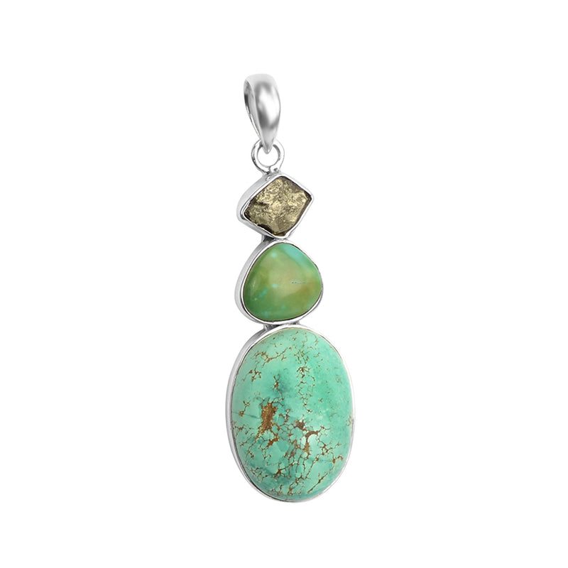 Sterling Silver Turquoise and Pyrite Pendant