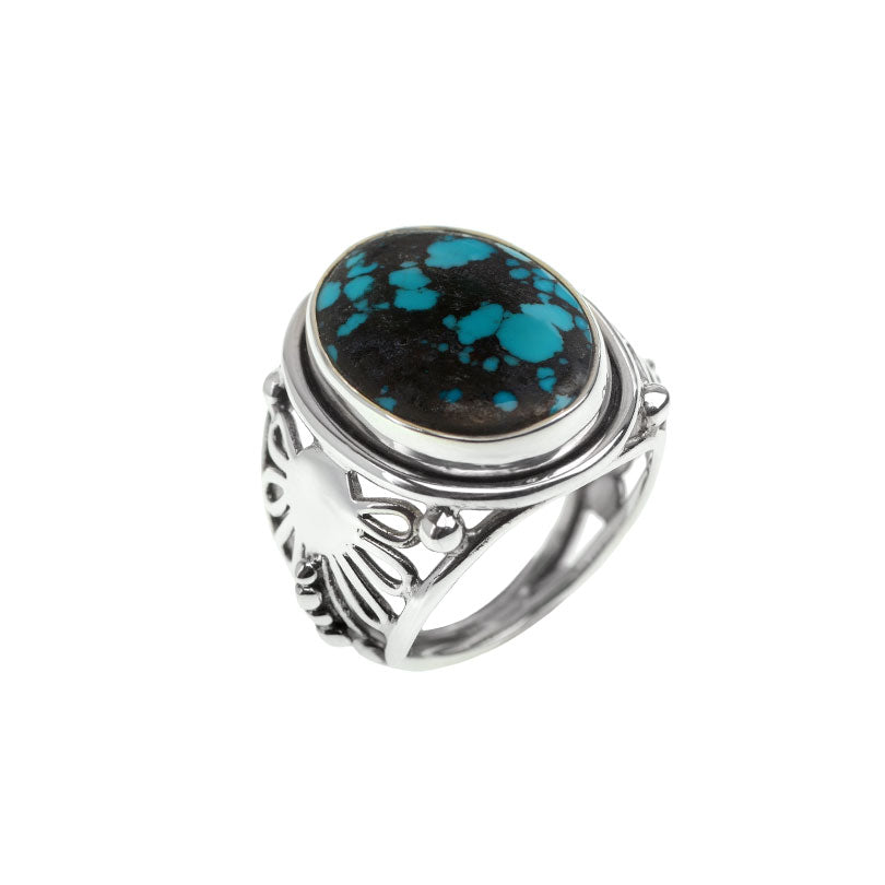 Stunning Genuine Turquoise Sterling Silver Dragonfly Filigree Statement Ring