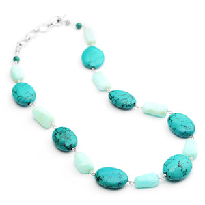 Beautiful Colors of the Sea Peruvian Opal Sterling Silver Necklace