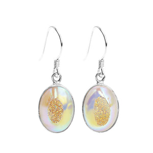 Shimmering Champagne Titanium Drusy Sterling Silver Earrings