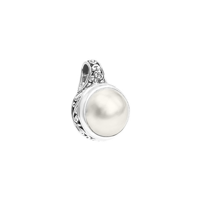 Balinese White Mabe Pearl Sterling Silver Statement Pendant