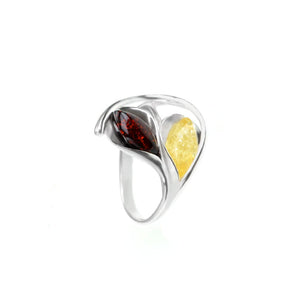 Petite Baltic Amber Sterling Silver Tulip Ring